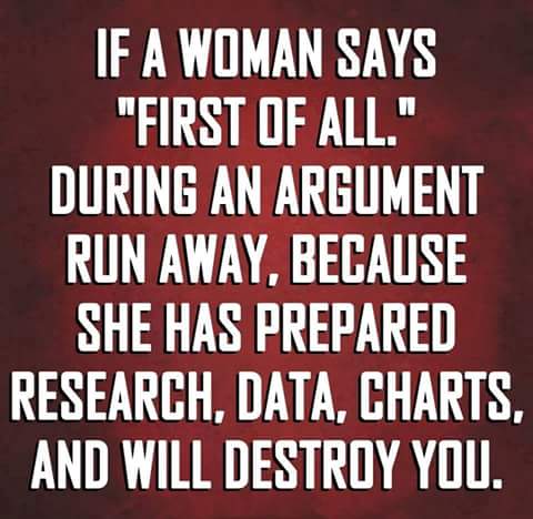 If a Woman says First of all_n